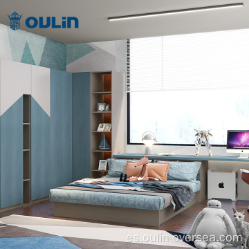 dormitorio de niños modernos con armarios de madera